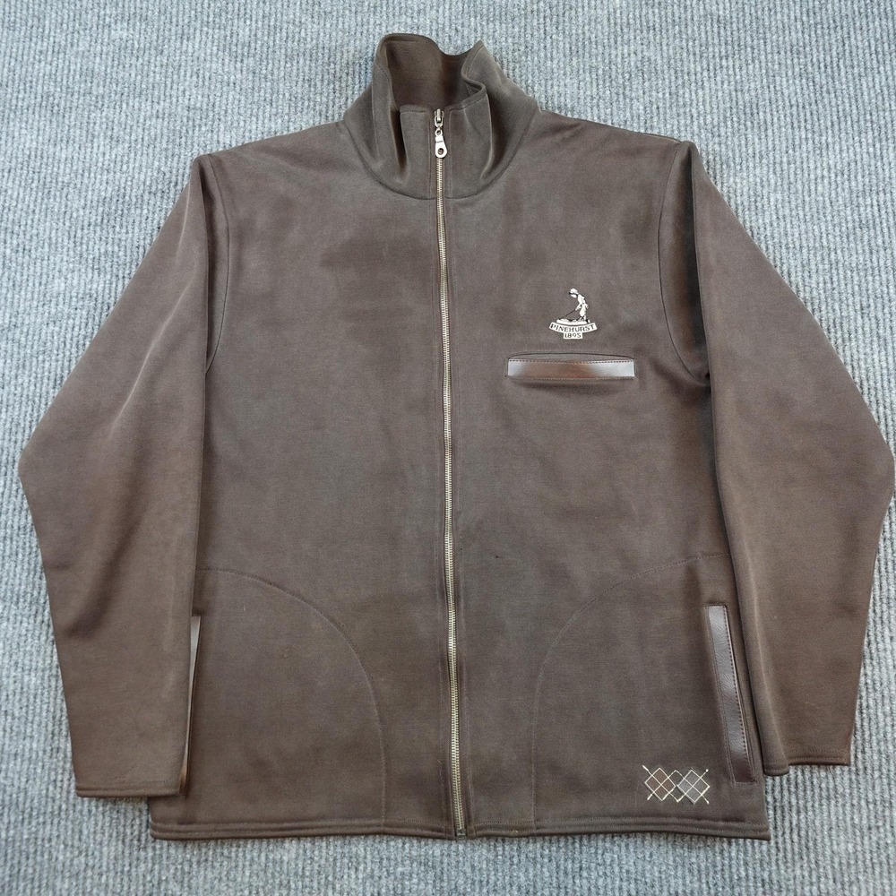 Iliac Golf Jacket Mens Medium Brown Full Zip Fleece Pinehurst 1895 Logo USA